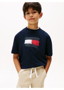 T-Shirt Tommy Hilfiger "FLAG ARCHIVE TEE SS", Jungen, Gr. 6 (116), schwarz night navy, Single Jersey, Obermaterial: 100% Baumwolle, unifarben, regular fit normal, Rundhals, eingesetzt abgesteppte Kante, Shirts T-Shirt, Kinder bis 16 Jahre