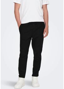 Only & Sons Stoffhose ONLY & SONS "ONSLINUS CROP 0007 COT LIN PNT NOOS", Herren, Gr. XXL, N-Gr, schwarz, Web, Obermaterial: 75% Baumwolle, 25% Leinen, unifarben, slim fit kn&ouml;chellang, Hosen Stoffhose, mit Leinen