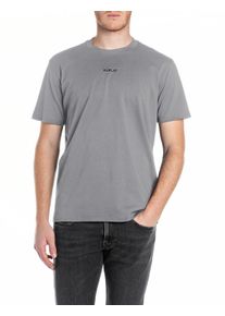 T-Shirt Replay, Herren, Gr. M, grau (lead grau), Jersey, Obermaterial: 100% Baumwolle, regular fit normal, Rundhals, Shirts T-Shirt