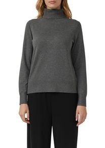 Strickpullover s.Oliver, Damen, Gr. 34, grau (dunkelgrau melange), Strick, Obermaterial: 72% Viskose, 28% Polyester, meliert, regular fit normal, ohne Ausschnitt, elastischer Bund, Pullover Strickpullover, mit Rollkragen
