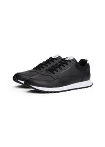 Sneaker Tommy Hilfiger "NEW RUNNER EVA LTH ESS", Herren, Gr. 40, schwarz-wei&szlig; (schwarz, wei&szlig;), Leder, Lederimitat, Schuhe Sneaker, Freizeitschuh, Halbschuh, Schn&uuml;rer mit sportiver Lochung