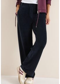 Cordhose Cecil "NEELE", Damen, Gr. XXL (46), L&auml;nge 30, dunkelblau corduroy, Web, Obermaterial: 65% Baumwolle, 33% Polyester, 2% Elasthan. Futter: 100% Baumwolle, unifarben, loose fit lang, Hosen Cordhose, mit elastischem Bund