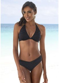 B&uuml;gel-Bikini-Top Lascana "Omara", Damen, Gr. 40, Cup D, schwarz, Microfaser, Recycling-Polyamid, unifarben, Bikini-Oberteile B&uuml;gel-Bikini-Top, mit Lochstickerei