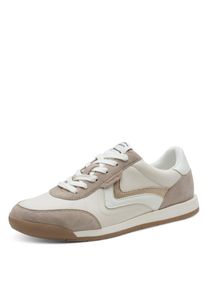 Sneaker Tamaris, Damen, Gr. 37, beige (creme), Leder, Lederimitat, Textil, unifarben mit Farbeins&auml;tzen, Schuhe Sneaker, Freizeitschuh, Halbschuh, Schn&uuml;rschuh, weich gepolsterter Schaftrand