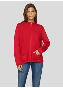 Strickjacke Rabe, Damen, Gr. 50, mohn, Obermaterial: 50% Baumwolle, 50% Polyacryl, unifarben, Strickjacken Strickjacke, mit Rei&szlig;verschluss und Stehkragen