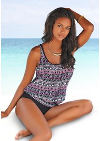 Oversize-Tankini Lascana, Damen, Gr. 40, N-Gr, bunt (schwarz, bunt), Polyamid, Ethnomuster, bedruckt, gemustert, Bikini-Sets Oversize-Tankini, im angesagten Ethno-Look