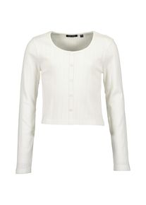 Langarmshirt Blue Seven, M&auml;dchen, Gr. 176, wei&szlig; (sanftes wei&szlig;), Jersey, Obermaterial: 100% Baumwolle, Jacquardmuster, unifarben, regular fit taillenlang, Rundhals, abgestepptes B&uuml;ndchen, Shirts Langarmshirt, im leichten Sommer-Jacquard und mit Deko-Knopfleiste