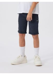 Sweatshorts name it "NKMVIMO SWE SHORTS BRU NOOS", Jungen, Gr. 104, N-Gr, blau (schwarz sapphir), Sweatware, Obermaterial: 60% Baumwolle, 40% Polyester, unifarben, regular fit kurz, Hosen Sweatshorts, Baumwollmischung, Umschlagsaum, Rei&szlig;verschlusstaschen