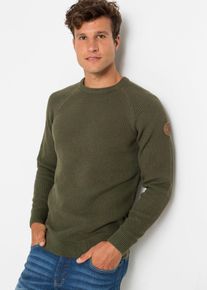 Strickpullover bonprix, Herren, Gr. 56/58 (XL), gr&uuml;n (dunkeloliv), Strick, Obermaterial: 70% Baumwolle, 30% Polyester, unifarben, regular fit h&uuml;ftbedeckend, Rundhals, Raglan&auml;rmel Strickb&uuml;ndchen, Pullover Strickpullover, tolle Baumwollmischung, mit Rundhalsausschnitt, Regular Fit