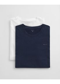Kurzarmshirt Gant "C-NECK T-SHIRT 2-PACK", Herren, Gr. XL, blau (navy, wei&szlig;), Web, Obermaterial: 100% Baumwolle, regular fit normal, Rundhals, eingesetzt abgesteppte Kante, Shirts Kurzarmshirt, Mit Rundhalsausschnitt