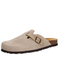 Hausschuh Lico "Clog Pedro", Damen, Gr. 46, grau, Leder, Schuhe Hausschuh