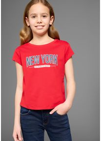 T-Shirt Kidsworld "New York - Print", M&auml;dchen, Gr. 176/182, rot, Single Jersey, Obermaterial: 100% Baumwolle, bedruckt, gerade taillenbedeckt, Rundhals, abgesteppte Kante, Shirts T-Shirt, Kurzarm, gerade Passform, mit stylischem Druck