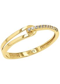 Fingerring Amor "2037452/-53/-54/-55" Gr. 58, gold (gelbgoldfarben, kristallwei&szlig;), Fingerringe, Damen, 58, Gelbgold 375, 0,8mm, Fingerring, mit Zirkonia (synth.)