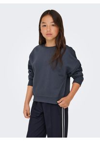 Sweatshirt KIDS Only "KOGSWEAT L/S CREW OVERSIZE SWT NOOS", M&auml;dchen, Gr. 110/116, blau (ombre blau), Sweatware, Obermaterial: 60% Baumwolle, 40% Polyester, unifarben, Basic, loose fit h&uuml;ftlang, Rundhals, Rippb&uuml;ndchen, Sweatshirts Sweatshirt