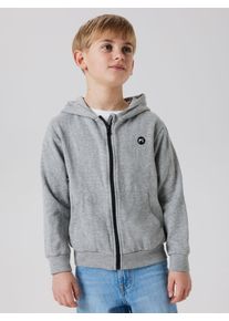 Kapuzensweatjacke name it "NKMVIMO LS SWEAT CARD BRU NOOS", Jungen, Gr. 122/128, grau (grau melange), Sweatware, Obermaterial: 60% Baumwolle, 40% Polyester, unifarben, taillenbedeckt, Rundhals, Rippb&uuml;ndchen, Sweatjacken Kapuzensweatjacke