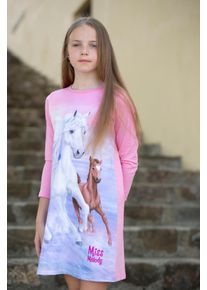 Shirtkleid Miss Melody, M&auml;dchen, Gr. 152, N-Gr, pink (sachet pink), Single Jersey, Obermaterial: 100% Baumwolle, bedruckt, Rundhals, Kleider Shirtkleid