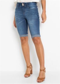 bonprix Jeans Bermuda Mid Waist, blau, Gr.38, Bequeme Jeans-Bermuda mit umschlagenen Saum, 82% Baumwolle