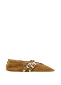 Pointed Suede Ballet Flats With Straps - Gr. 37,5 (EU) - in Braun