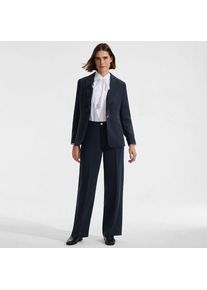 LANDS' END Cr&ecirc;pe-Blazer, Damen,  Blau, Polyester, by Lands' End