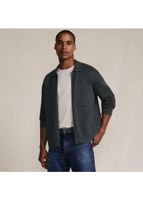 LANDS' END Feinstrick-Cardigan mit Rei&szlig;verschluss, Herren,  Grau, Baumwolle, by Lands' End