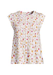 LANDS' END Kurz&auml;rmeliges Biesenshirt aus Baumwolle/Modal-Mix, Damen,  Wei&szlig;, Baumwolle Modal, by Lands' End