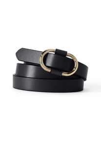 LANDS' END Stufenlos verstellbarer schmaler Lederg&uuml;rtel, Damen,  Schwarz, Leder, by Lands' End