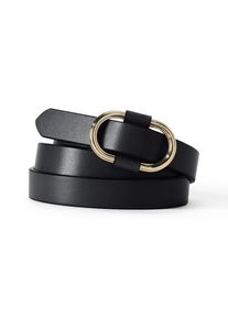 LANDS' END Stufenlos verstellbarer schmaler Lederg&uuml;rtel f&uuml;r Damen, Damen, size: regular, Schwarz, Leder, by Lands' End