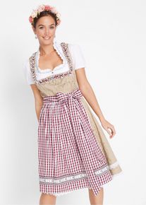 bonprix Dirndl mit Sch&uuml;rze knieumspielend (2-tlg. Set), beige, Gr.50, Traditionelles Dirndl mit Sch&uuml;rze, 60% Polyester