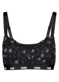 Sport-Bustier Puma "WOMEN PRINTED PADDED TOP", Damen, Gr. XL, N-Gr, schwarz (schwarz combo), Obermaterial: 95% Baumwolle, 5% Elasthan, gemustert, BHs, elastisch, Animal-Print
