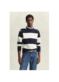 Sweatshirt Gant "STRIPED C-NECK", Herren, Gr. XXL, evening blau, Sweatware, Obermaterial: 100% Baumwolle, gestreift, h&uuml;ftlang, Rundhals, angesetztes B&uuml;ndchen, Sweatshirts Sweatshirt, mit Rundhals und Logostickerei