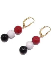 Paar Ohrh&auml;nger Firetti "Schmuck Geschenk Silber 925 Ohrschmuck Patentbrisur Edelstein Mix", bunt (gelbgoldfarben, rot, wei&szlig;, schwarz, rot, wei&szlig;, schwarz, mehrfarbig), Ohrringe, Damen, 8mm, Silber 925 (Sterlingsilber), Made in Germany - mit Howlith, Koralle, Onyx