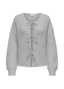 Strickjacke Only "ONLMAGGIE LIFE LS TIE CARDIGAN CC KNT", Damen, Gr. M, light grau melange, Strick, Obermaterial: 70% Polyester, 21% Nylon, 8% Wolle, 1% Elasthan, unifarben, regular fit, Rundhals, Rippb&uuml;ndchen, Strickjacken Strickjacke