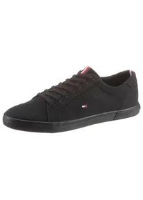 Sneaker Tommy Hilfiger "H2285ARLOW 1D", Herren, Gr. 42, schwarz (schwarz, schwarz), Textil, unifarben, Schuhe Sneaker, Freizeitschuh, Halbschuh, Schn&uuml;rer mit seitlicher Flaggen-Stickerei
