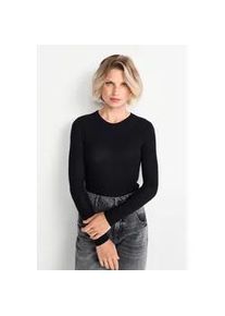 Longsleeve RICHROYAL "NOS EV R LS", Damen, Gr. S, schwarz, Single Jersey, Obermaterial: 70% Viskose, 15% metallisierte Fasern, 13% Polyamid, 2% Elasthan, Rundhals, Shirts, mit Glitzergarn