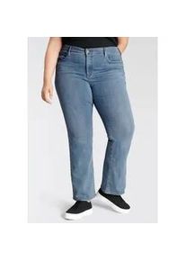 Levi's Bootcut-Jeans LEVI'S PLUS "315", Damen, Gr. 20 (52), L&auml;nge 30, blau (mid, blau, used), Denim/Jeans, Obermaterial: 60% Baumwolle, 23% Viskose, 16% Polyester, 1% Elasthan, bootcut fit lang, Jeans, Shaping