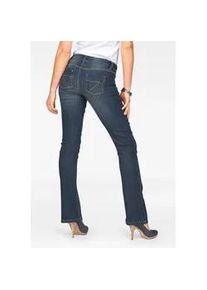 Bootcut-Jeans Arizona "mit Kontrastn&auml;hten", Damen, Gr. 44, N-Gr, blau (dunkelblau us), Denim/Jeans, Obermaterial: 80% Baumwolle, 19% Polyester, 1% Elasthan, Basic, ausgestellt lang, Jeans, normale Leibh&ouml;he, Bootcut, 5-Pocket-Style, dunkle Waschung, Topseller
