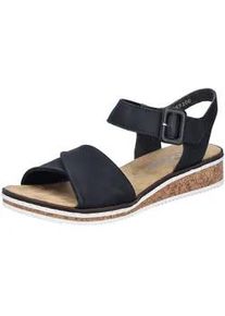 Sandalette Rieker, Damen, Gr. 41, schwarz, Lederimitat, unifarben, Schuhe Sandalette, Keilsandale, Sommerschuh, Urlaubsschuh mit Klettriemchen