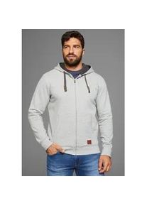 MAN'S WORLD Kapuzensweatjacke MAN'S WORLD, Herren, Gr. 4XL (68/70), grau (grau, melange), angeraute Sweatware, Obermaterial: 90% Baumwolle, 10% Viskose. Kapuzenfutter: 100% Baumwolle, normal, Rippb&uuml;ndchen, Sweatjacken, mit kontrastfarbigem Innenfutter