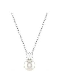 Kette mit Anh&auml;nger Swarovski "Schmuck Geschenk Halskette Matrix", silber (metallfarben, kristallwei&szlig;, wei&szlig;), Halsketten, Damen, Metall Perlen, L: 45, Metall, Perlen, mit Swarovski Zirkonia (synth.) - mit Swarovski Perle