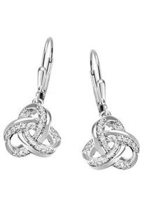 Paar Ohrh&auml;nger Firetti "Schmuck Geschenk Silber 925 Ohrschmuck Patentbrisur Knoten Glitzer", silber (silberfarben, kristallwei&szlig;, kristallwei&szlig;), Ohrringe, Damen, Silber 925 (Sterlingsilber), mit Zirkonia (synth.)