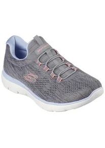 Slip-On Sneaker Skechers "SUMMITS-FUN FLARE", Damen, Gr. 43, grau (grau, rosa), Synthetik, Textil, meliert, Schuhe, Trainingsschuh in veganer Verarbeitung