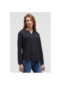 Langarmbluse SOCCX, Damen, Gr. XS, blau, Web, Material: 52% Baumwolle, 48% Viskose, bedruckt, regular fit normal, Rundhals, mit Riegel, Blusen, im Turn-Up-Look