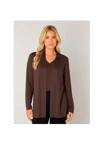 Strickjacke Base Level "Yayla", Damen, Gr. 36, braun, Strick, Obermaterial: 94% Viskose, 6% Elasthan, unifarben, figurumspielend h&uuml;ftlang, tiefer Rundhals, Strickjacken Strickjacke, In elastischem Feinstrick