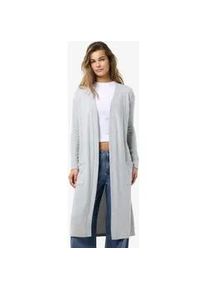 Strickjacke Noisy may "NMCITY L/S LONG CARDIGAN NOOS", Damen, Gr. S, light grau melange, Strick, Obermaterial: 97% Polyester, 3% Elasthan, unifarben, kniebedeckend, Rundhals, B&uuml;ndchen, Strickjacken Strickjacke, Kunstfaser