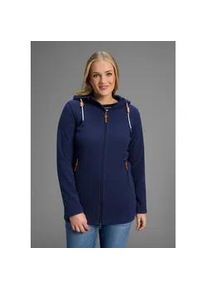 Fleecejacke Kangaroos, Damen, Gr. 48, blau (marine), Fleece, Obermaterial: 100% Polyester. Kapuzenfutter: 100% Polyester, kontrastfarbene Details, unifarben, bequem h&uuml;ftbedeckend, Jacken Fleecejacke, Gro&szlig;e Gr&ouml;&szlig;en, &Uuml;bergangsjacke