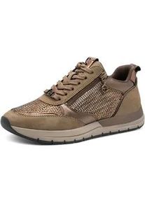 Plateausneaker Tamaris, Damen, Gr. 37, gold (beige, ros&eacute;goldfarben), Lederimitat, Textil, Schuhe Plateausneaker, Freizeitschuh, Halbschuh, Schn&uuml;rschuh in veganer Verarbeitung