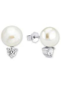 Paar Ohrstecker Amor "2016914", bunt (silberfarben, wei&szlig;, kristallwei&szlig;), Ohrringe, Damen, Perlen Silber 925 (Sterlingsilber), Perlen, Silber 925 (Sterlingsilber), mit Zirkonia (synth.) - mit S&uuml;&szlig;wasserzuchtperle