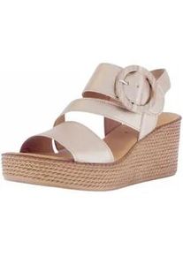 Keilsandalette Gabor "Gabor Sandalen Leder", Damen, Gr. 40, beige (champagner), Leder, Schuhe