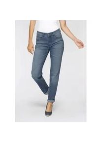 5-Pocket-Jeans MAC "Angela", Damen, Gr. 36, L&auml;nge 30, blau (mid blau main wash), Denim/Jeans, Obermaterial: 92% Baumwolle, 6% Polyester, 2% Elasthan, Abriebeffekte, figurbetont, Jeans 5-Pocket-Jeans, Die Schmale, Topseller