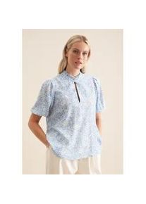 Shirtbluse Seidensticker "Schwarze Rose", Damen, Gr. M38, blau (hellblau), 100% Viskose, gebl&uuml;mt, regular fit, Rundhals, Blusen, 1/2 Rundhals Floral